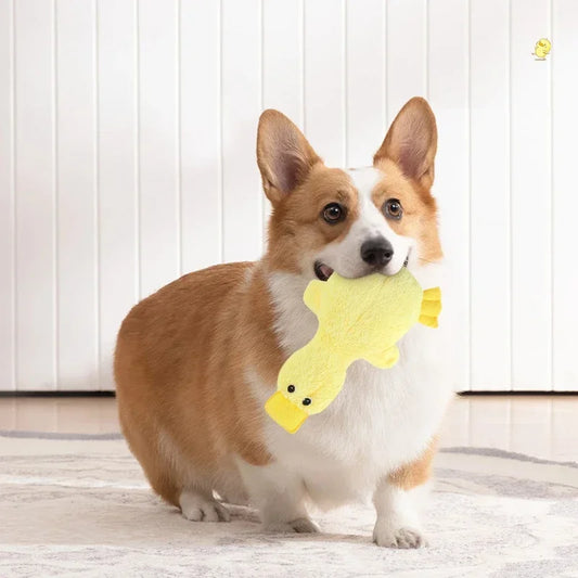 Interactive Dog Plush Sound Toy Yellow Duck Cute Chew Training Stuffed Animal for Pets