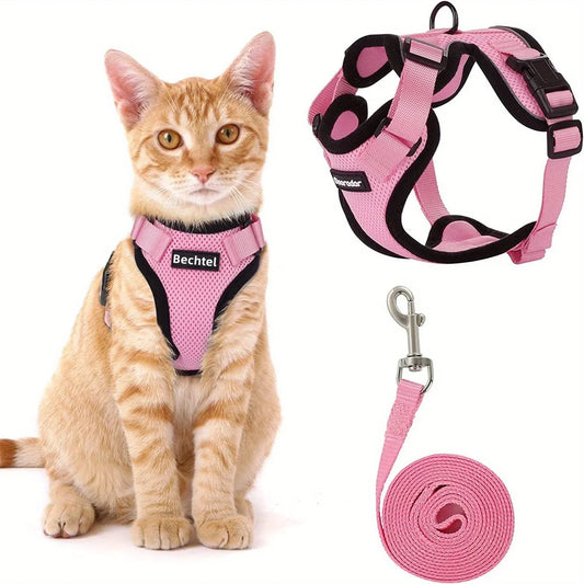 Cat Leash Non-Slip Adjustable Vest Pet Chest Carrier for Safe Outdoor Walks
