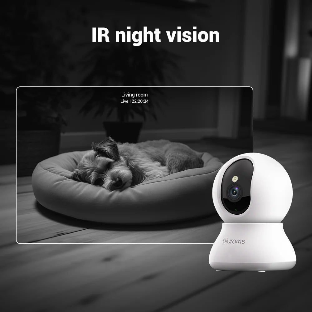 2 Pack Blurams 2K Indoor Security Camera with Two Way Audio and Motion Detection for Home Safety