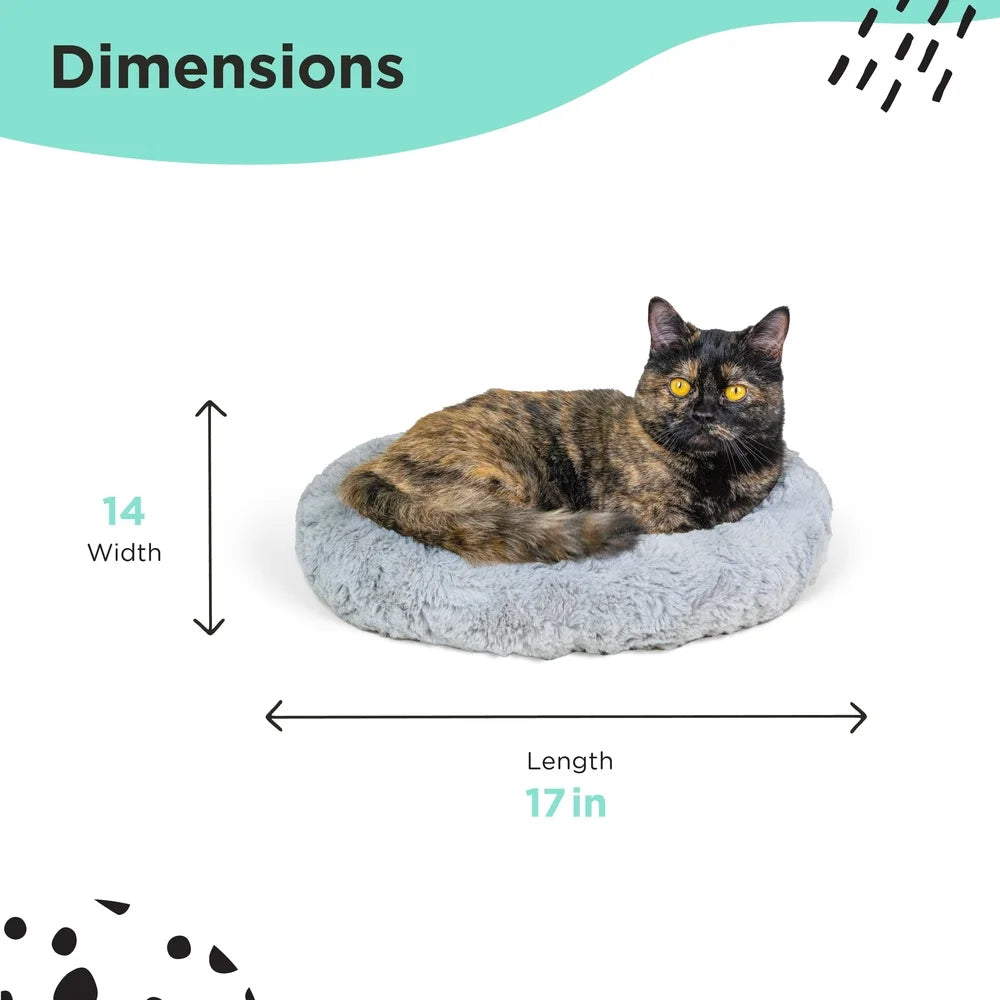 3 Pack Self Warming Faux Fur Donut Cat Beds for Joint Relief Cozy Comfort