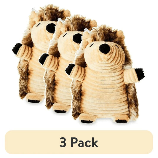 Three Pack Hedgehog Plush Dog Toys Squeaky Washable For Light Chewers