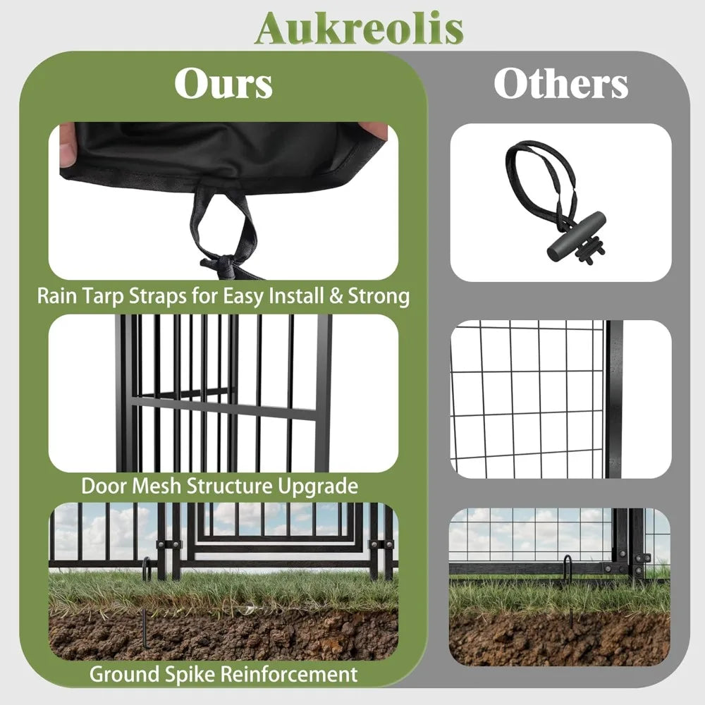 Large Outdoor Dog Kennel 10x10 Feet Heavy Duty Cage With Roof And Safety Locks