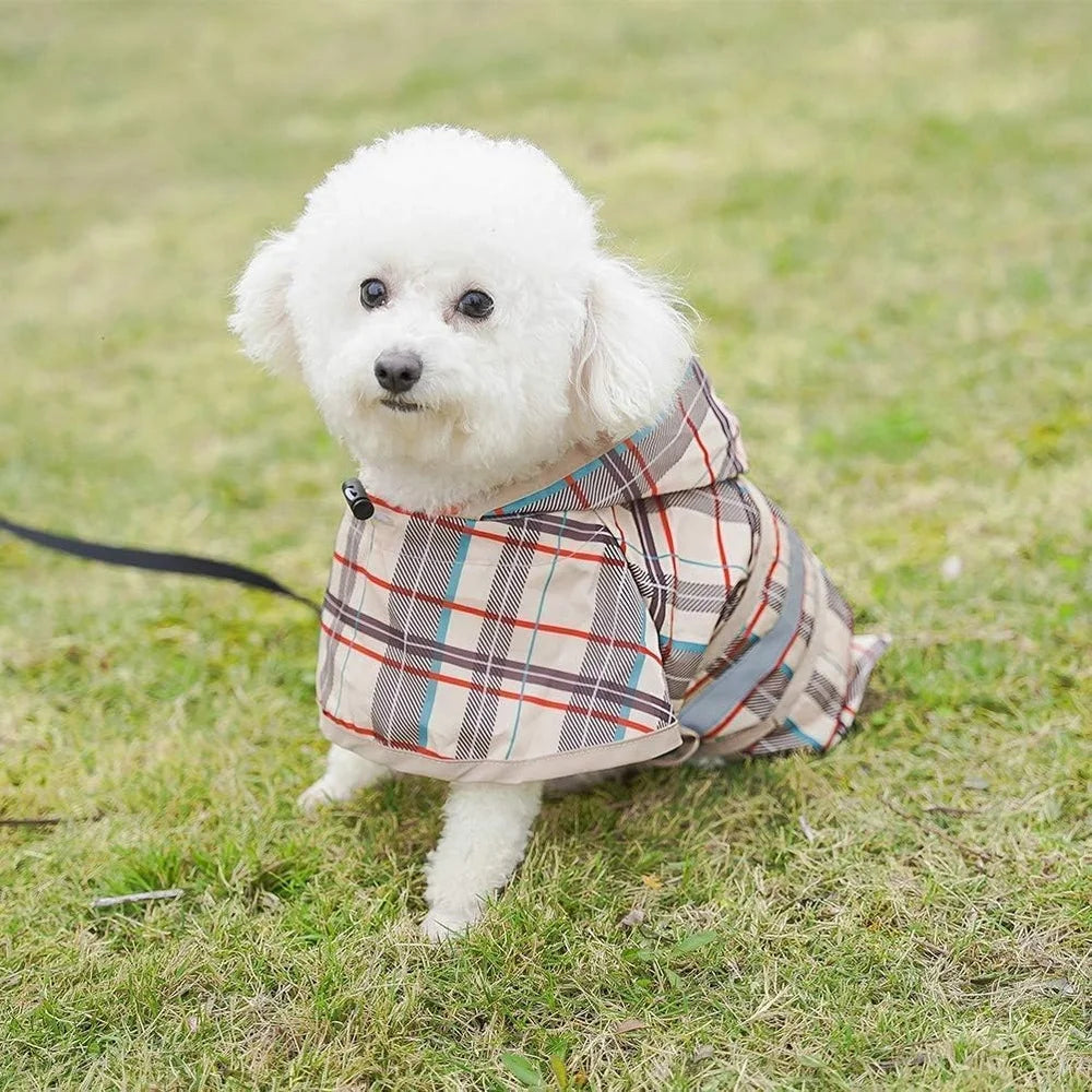 Waterproof Hooded Dog Raincoat for Large Breeds with Leash Hole Adjustable Reflective Design