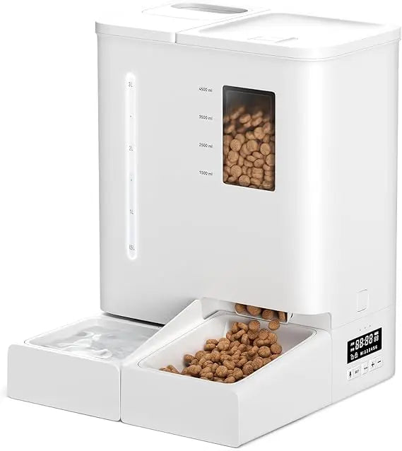 5L Automatic Cat Feeder and 4L Water Dispenser 2 in 1 Timed Pet Feeder with Voice Recording