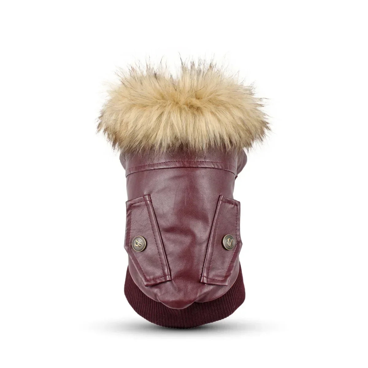 Waterproof PU Dog Winter Coat With Faux Leather Jacket