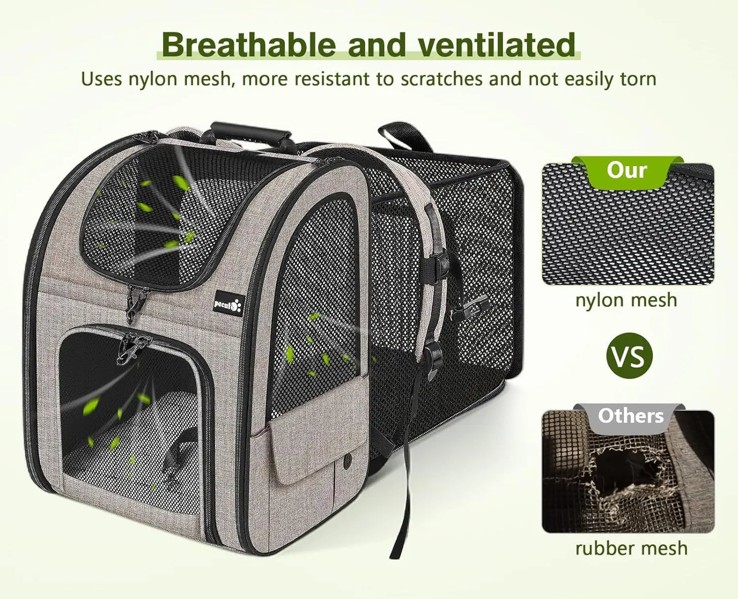 Expandable Pet Carrier Backpack With Breathable Mesh 17 Lbs