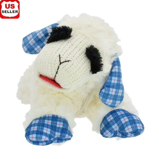 Lamb Chop Plush Dog Toy 12 Inch Squeaker Blue Plaid Ears Ideal Fetch