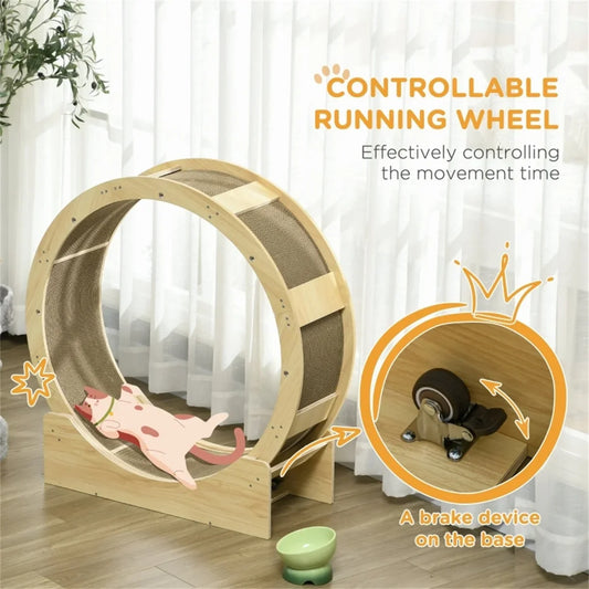 Eco-Friendly Cat Running Wheel with Scratching Board Durable Fitness Climbing Frame