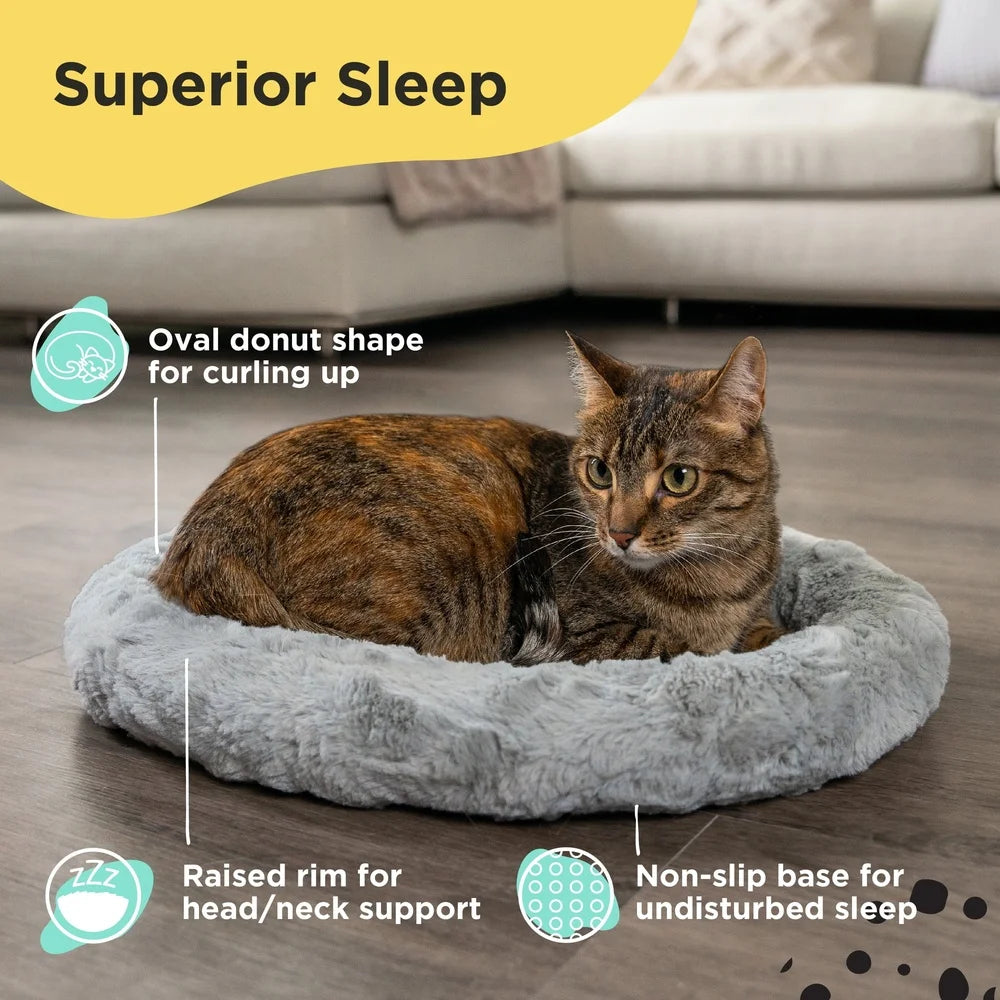 3 Pack Self Warming Faux Fur Donut Cat Beds for Joint Relief Cozy Comfort