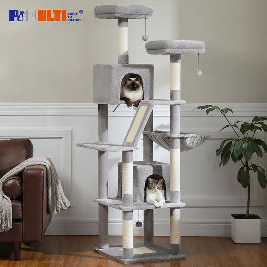 Large Cat Tree Tall Cat Tower for Indoor Cats Multi-Level Plush Condo with Scratching Posts and Perches