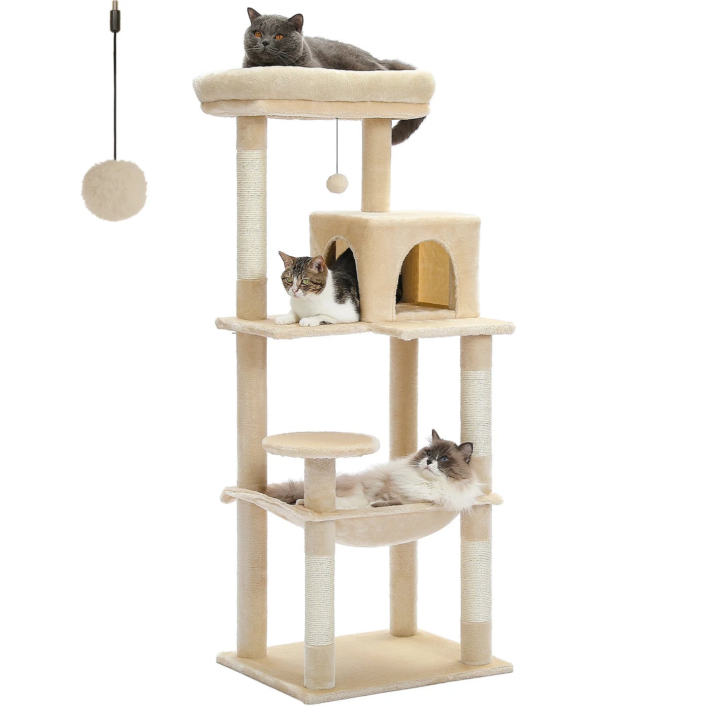 5 Level Indoor Cat Tree With Hammock And Sisal Posts