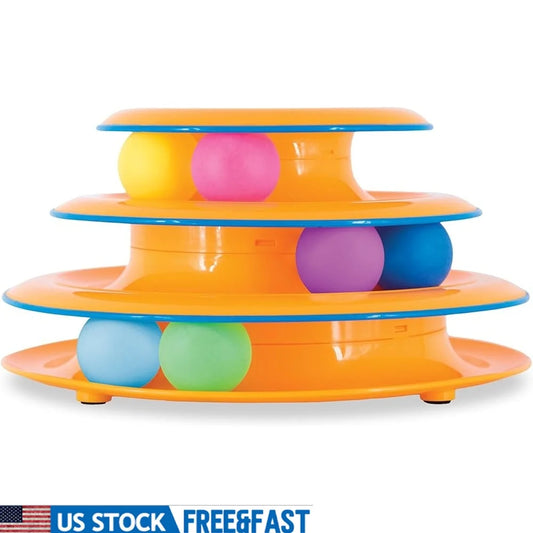 Interactive 3-Tier Cat Track Toy with Spinning Balls for Engaging Fun and Exercise