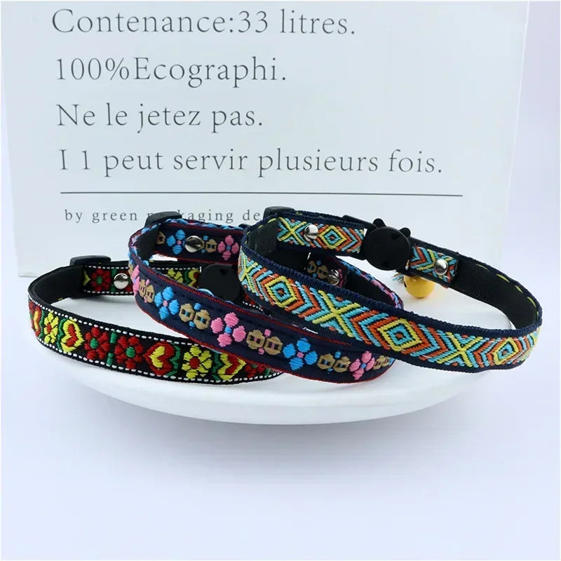 Dog Jacquard And Collar Adjustable Cat Tassels For Bells with Plaid Pattern