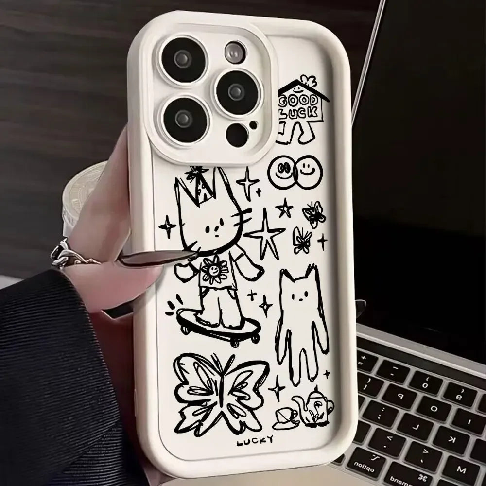 Cute Black Kitten Cat Phone Case for Google Pixel 9 8 7 8A 7A Pro XL Soft TPU Back Cover