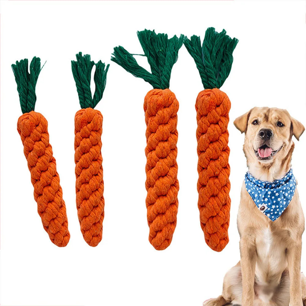 Durable Carrot Rope Dog Toy For Chewing And Teeth Cleaning