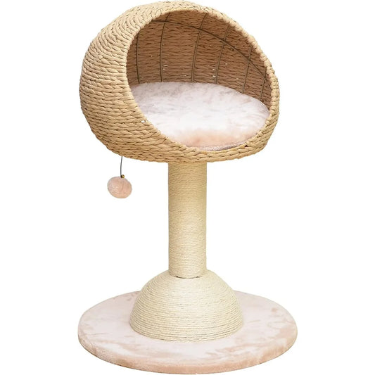 PetPals Eco-Friendly 3-Level Cat Tree with Sisal Scratching Posts and Playful Teaser Toy