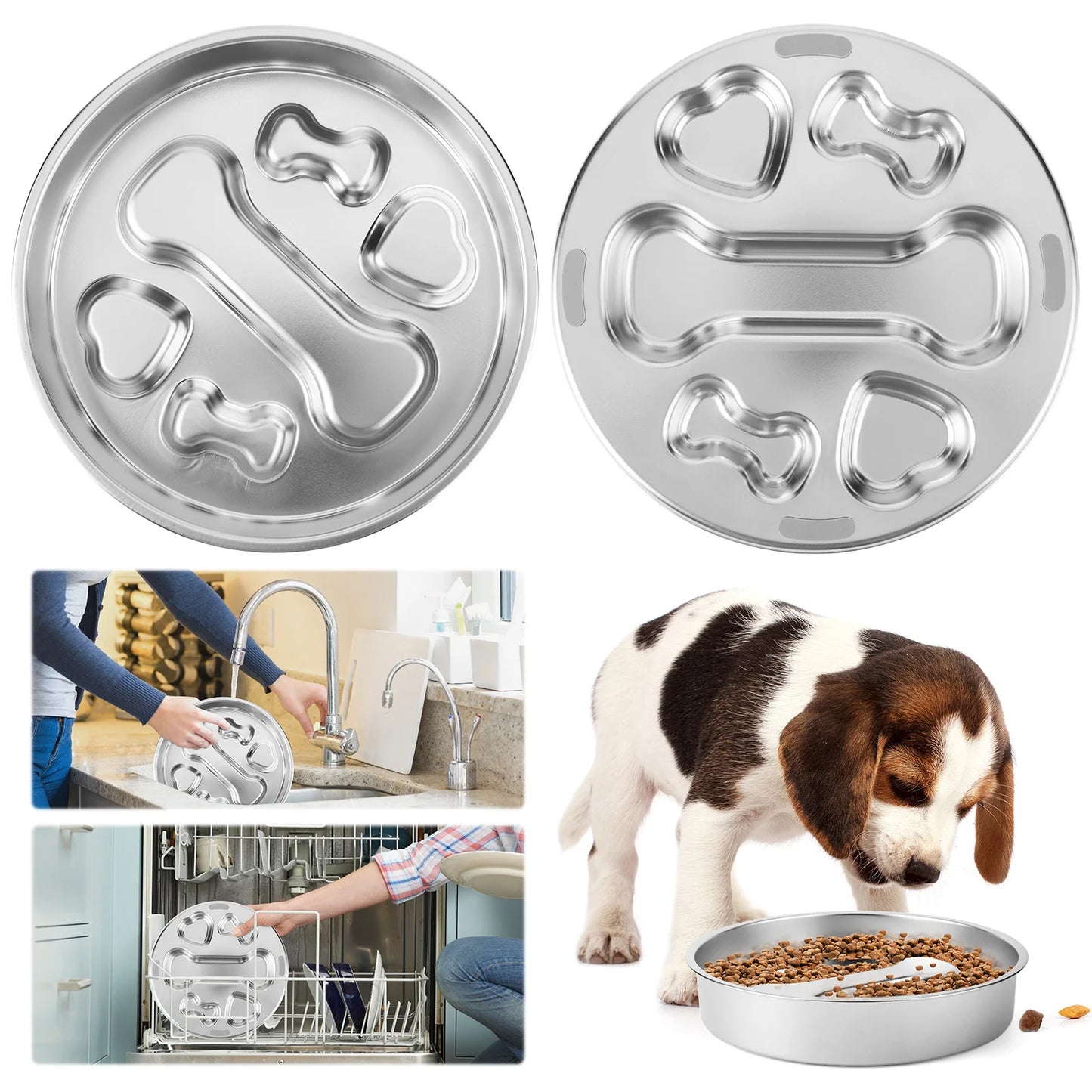 304 Stainless Steel Slow Feeder Dog Bowls With Non Slip Mat