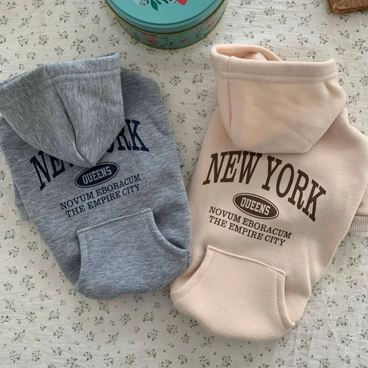 Autumn Winter Dog Sweatshirts With Teddy Letter Print Fleece Hoodies