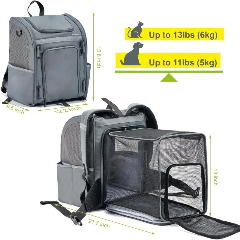 Expandable Pet Carrier Backpack Airline Approved Cats