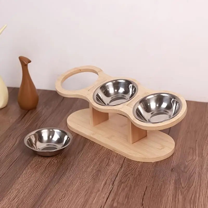 Elevated Cat Bowls With 3 Stainless Steel Bowls For Food And Water