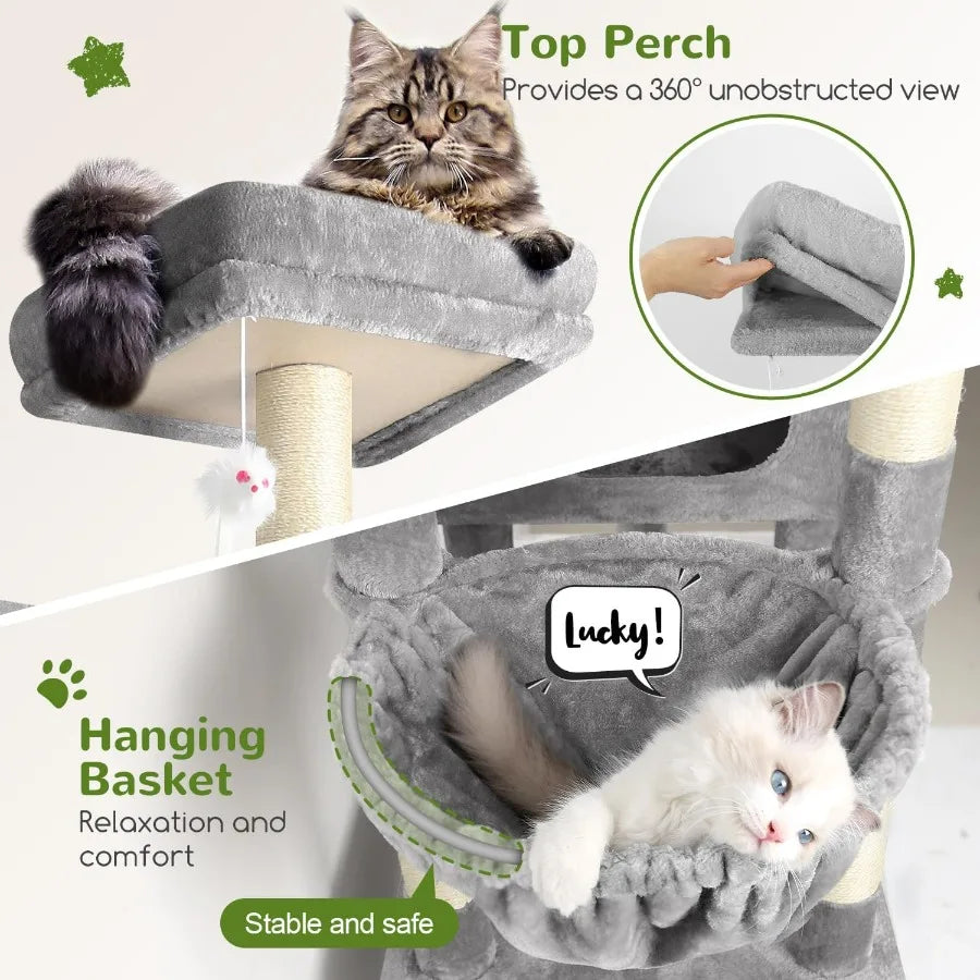 81 Inch Extra Large Cat Tower For Big Cats Up To 20 Lbs