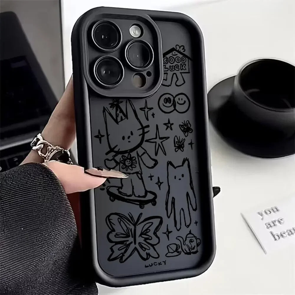 Cute Black Kitten Cat Phone Case for Google Pixel 9 8 7 8A 7A Pro XL Soft TPU Back Cover