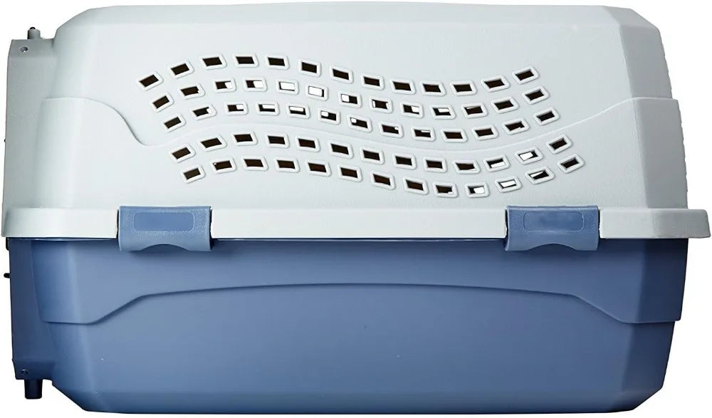 Hard Sided Pet Carrier With Two Doors Top Load Gray Blue
