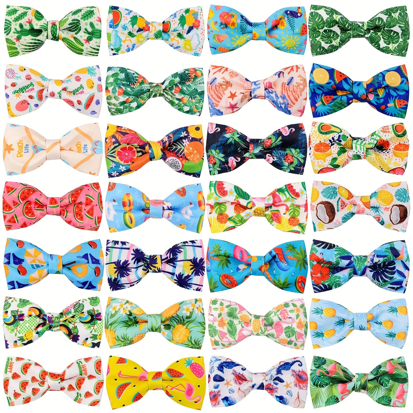30 Piece Hawaiian Dog Collar Bow Tie Set for Small Medium Large Dogs and Cats