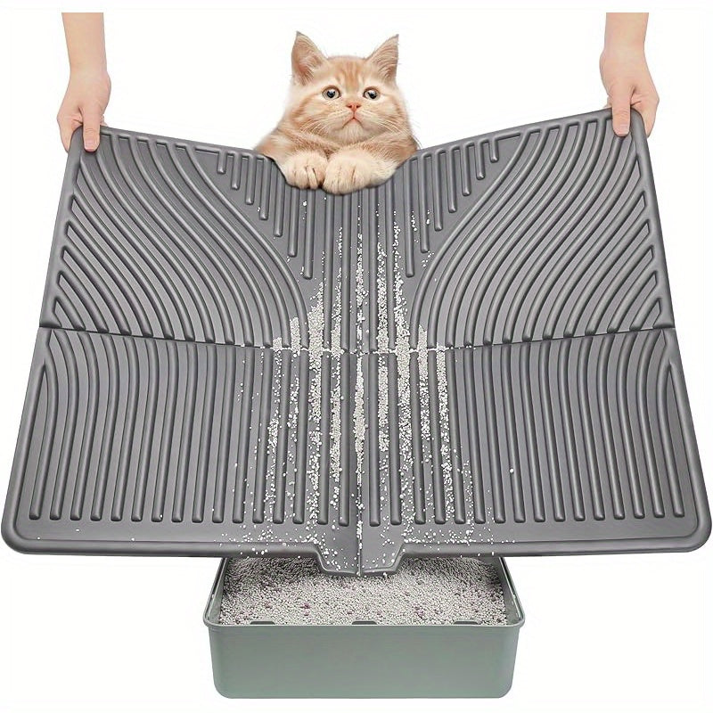 Large Waterproof Cat Litter Mat 31 Inch x 24 Inch Soft EVA Foam Easy Clean Scatter Control Pad