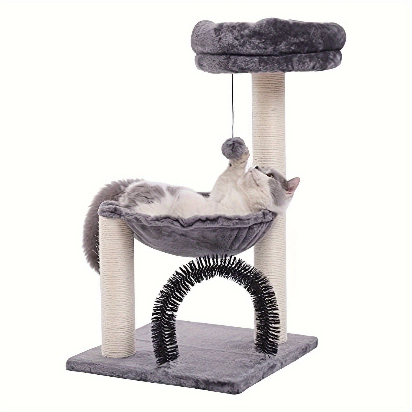 FluffyDream 27.8 Inch Multi-Level Cat Tree Tower for Indoor Cats and Kittens in Creamy Gray