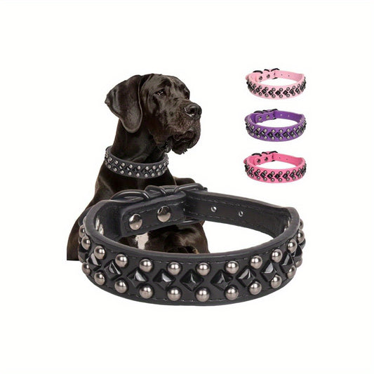 Studded Dog Collars for Small to Large Breeds Stylish and Durable Black Silicone Design