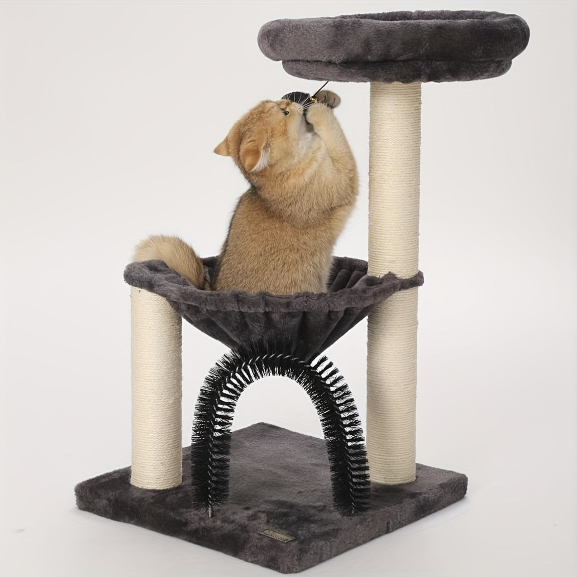 FluffyDream 27.5 Inch Multi-Level Cat Tree with Scratching Posts Plush Basket and Perch