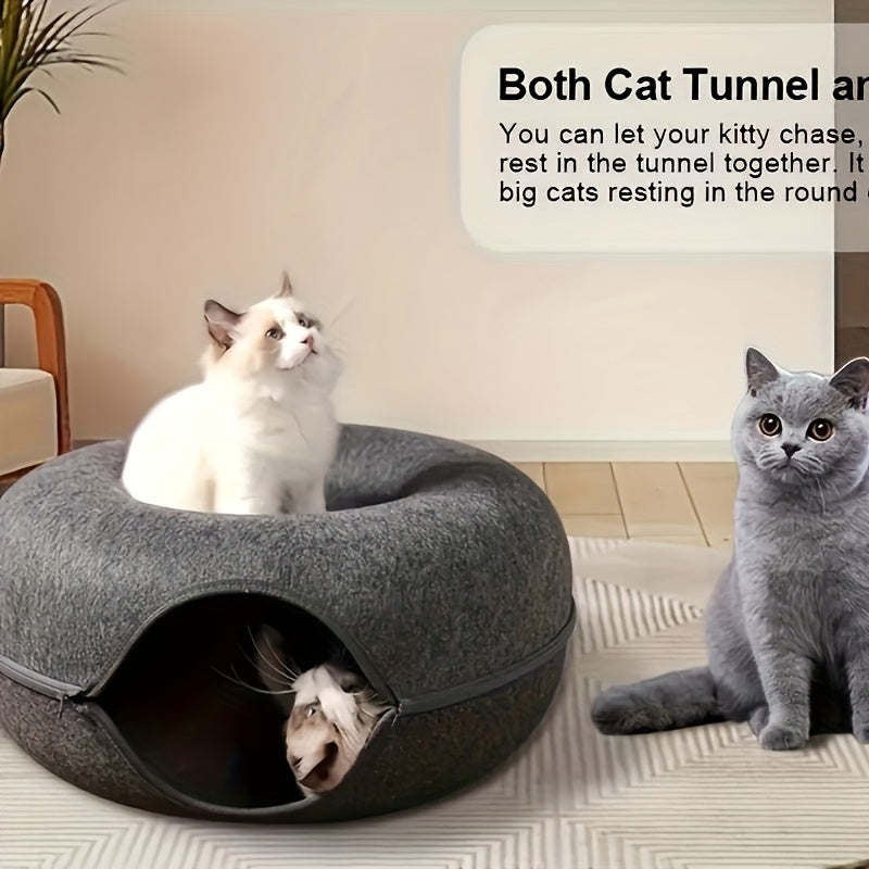 Felt Cat Beds and Interactive Tunnel Cave Toys for Cats - Scratch Resistant and Stylish Design