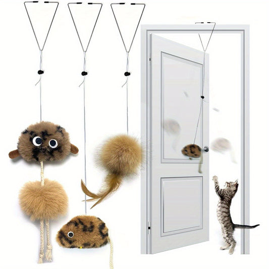3 Pack Interactive Door Hanging Cat Toys For Indoor Cats