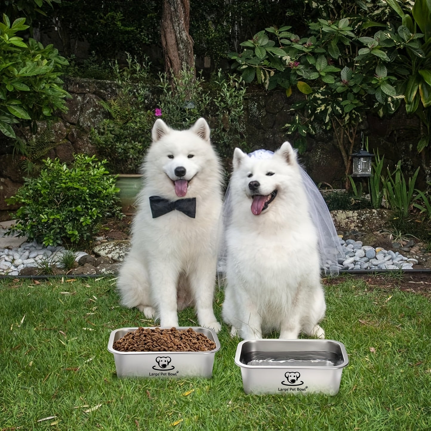 Two Pack Misofog Stainless Steel Dog Bowls Large Dogs