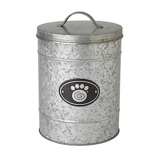 Galvanized Stainless Pet Food Canister With Swirl Paw