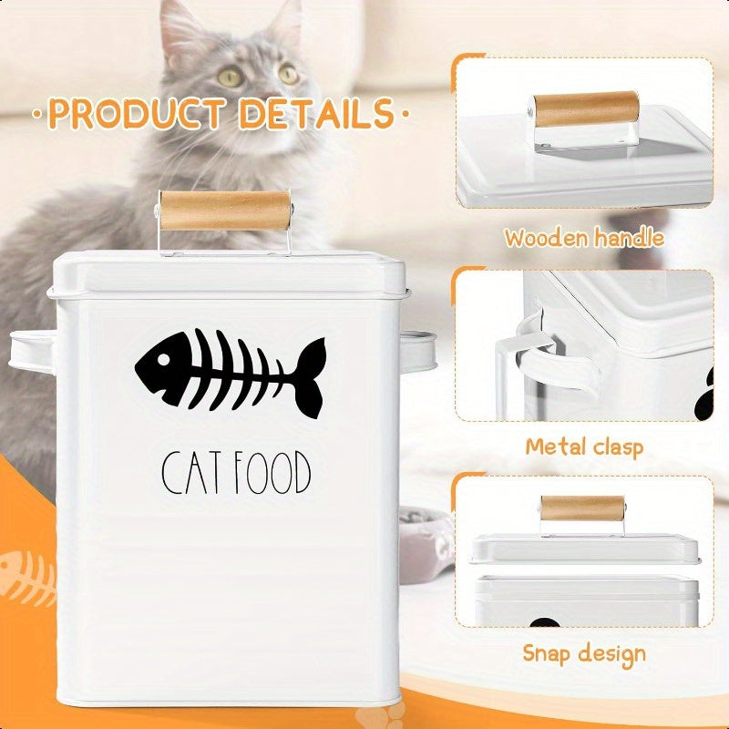 Airtight Cat Food Storage Container With Metal Lids