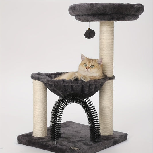FluffyDream 27.5 Inch Multi-Level Cat Tree with Scratching Posts Plush Basket and Perch