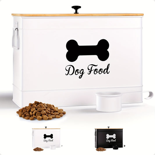 15 Lb Airtight Dog Food Container With Bamboo Lid And Scoop