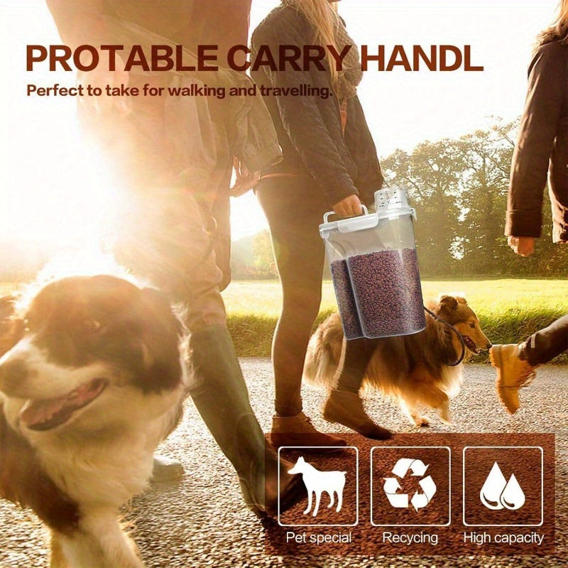 57 Lb Airtight Pet Food Storage Dispenser With Bowl