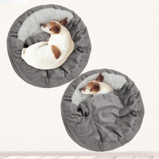 Four Seasons Cozy Dog Bed with Hooded Blanket and Anti-Anxiety Design for All Pets