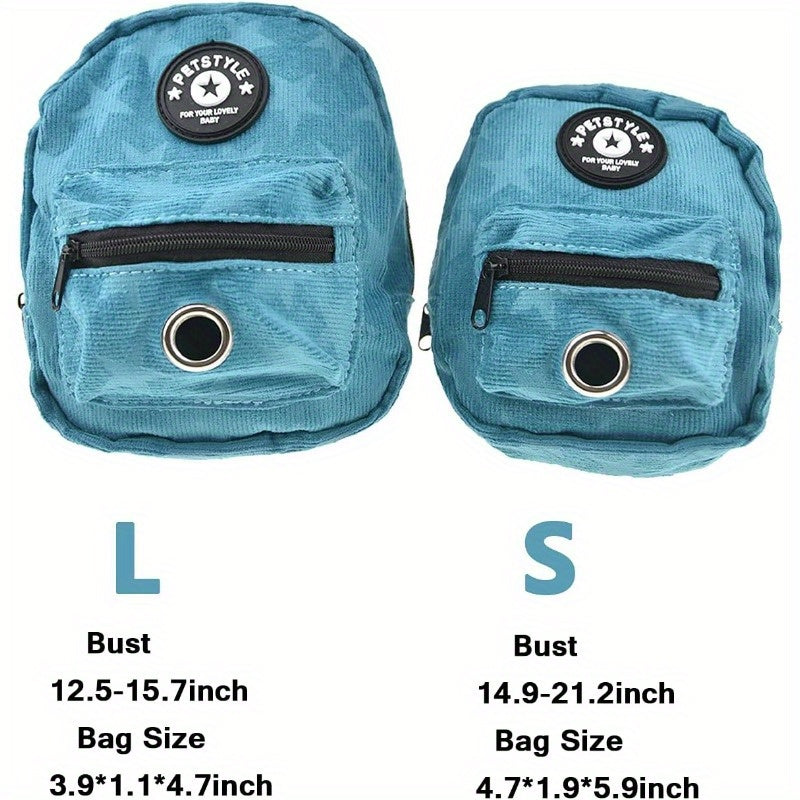 Dog Backpack Harness Adjustable Straps Poop Bag Dispenser