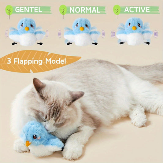 Rechargeable Touch Activated Flapping Bird Cat Toy for Feline Stimulation and Playful Fun