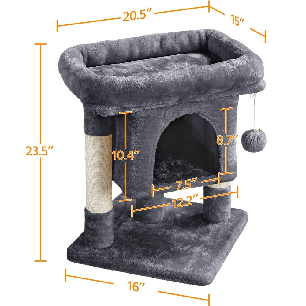 Costoffs 23.5 Inch Cat Tree Tower with Cozy Condo and Sisal Scratching Posts for Indoor Cats