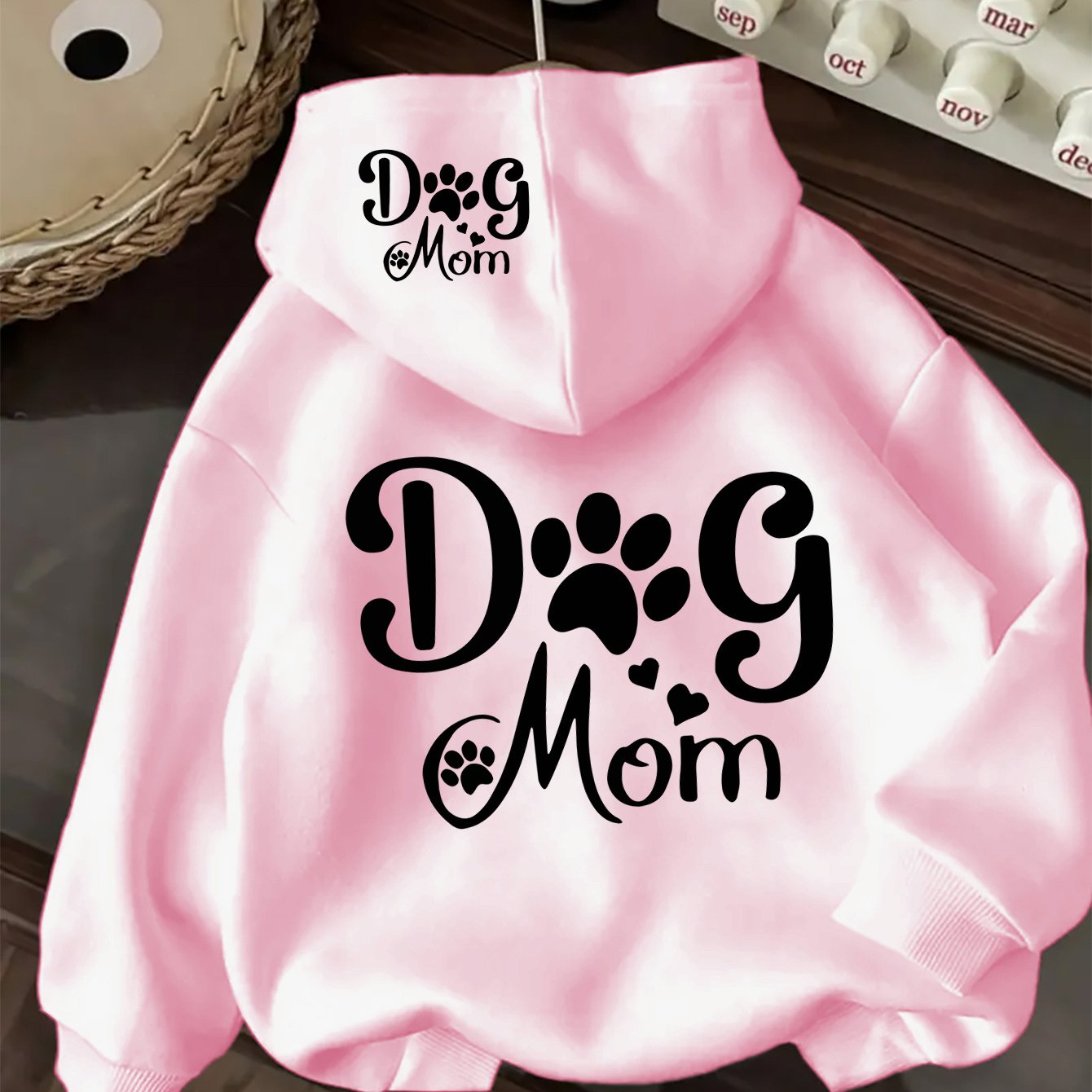 Women's Dog Mom Hoodie Red Cozy Sweatshirt with Pocket Perfect for Fall and Winter