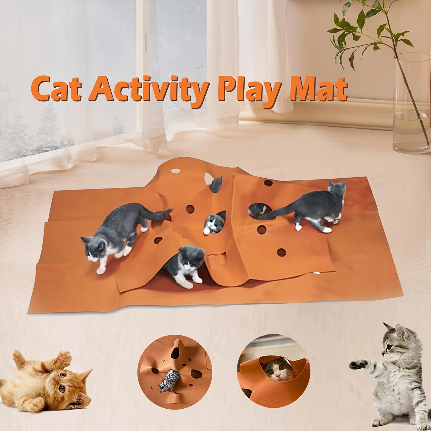 Interactive Cat Tunnel Play Mat Durable Polyester Maze Toy