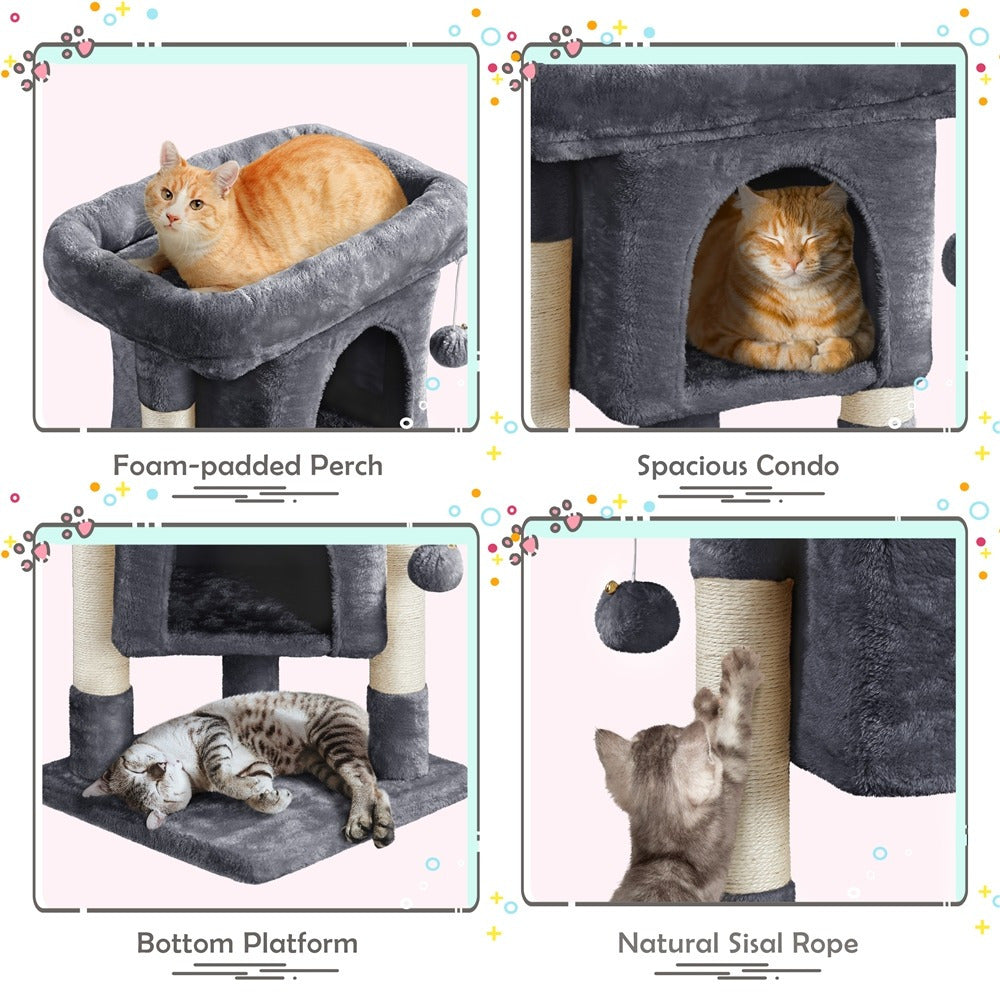 Costoffs 23.5 Inch Cat Tree Tower with Cozy Condo and Sisal Scratching Posts for Indoor Cats